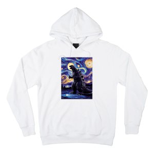 Retro Japanese Kaiju Monster Starry Night Parody Hoodie