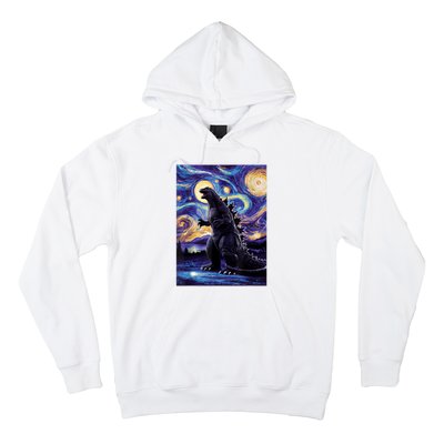 Retro Japanese Kaiju Monster Starry Night Parody Hoodie