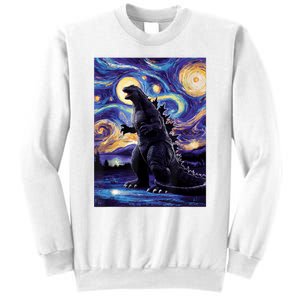 Retro Japanese Kaiju Monster Starry Night Parody Sweatshirt