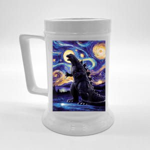 Retro Japanese Kaiju Monster Starry Night Parody Beer Stein