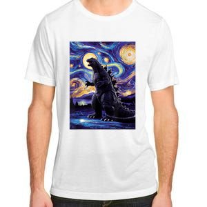 Retro Japanese Kaiju Monster Starry Night Parody Adult ChromaSoft Performance T-Shirt