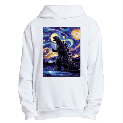 Retro Japanese Kaiju Monster Starry Night Parody Urban Pullover Hoodie