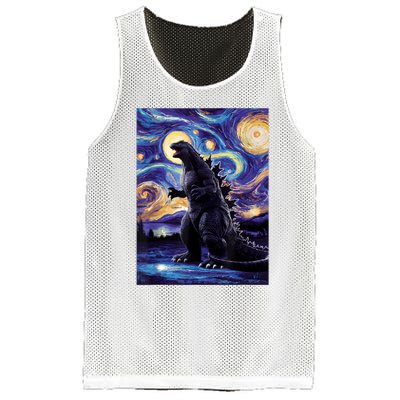 Retro Japanese Kaiju Monster Starry Night Parody Mesh Reversible Basketball Jersey Tank