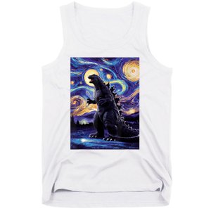 Retro Japanese Kaiju Monster Starry Night Parody Tank Top