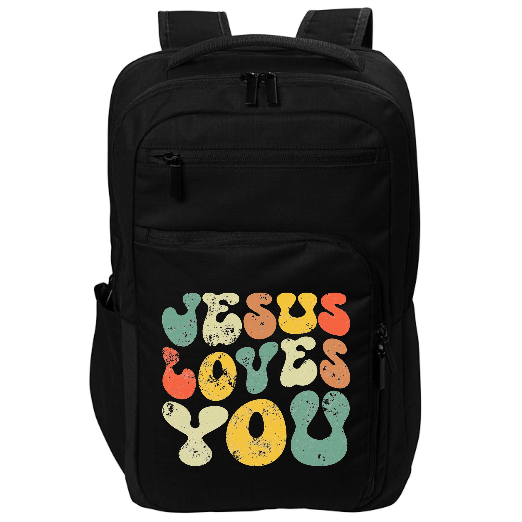 Retro Jesus Loves You Vintage Christian Impact Tech Backpack