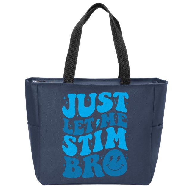Retro Just Let Me Stim Bro Autism Awareness Zip Tote Bag