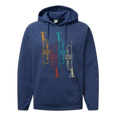 Retro Jazz Music Trumpeter Gifts Trumpet Performance Fleece Hoodie