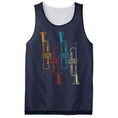 Retro Jazz Music Trumpeter Gifts Trumpet Mesh Reversible Basketball Jersey Tank