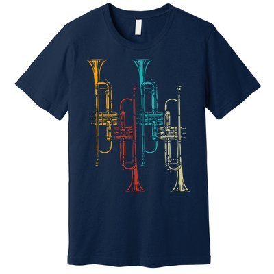 Retro Jazz Music Trumpeter Gifts Trumpet Premium T-Shirt