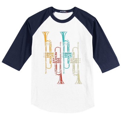 Retro Jazz Music Trumpeter Gifts Trumpet Baseball Sleeve Shirt