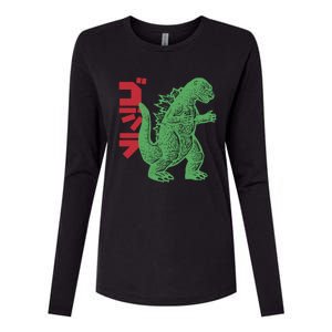 Retro Japanese Monster Movie Inspired Womens Cotton Relaxed Long Sleeve T-Shirt