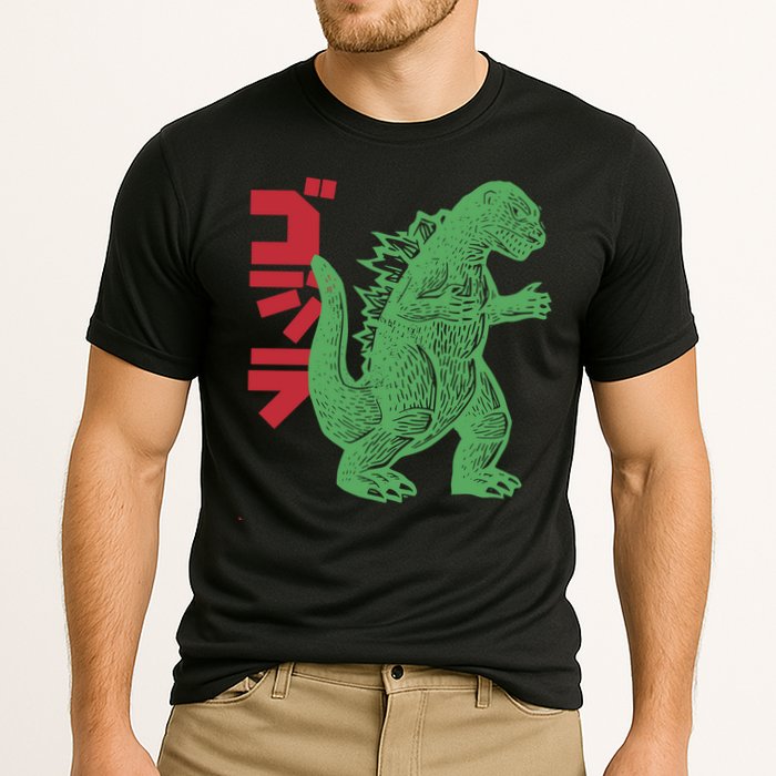Retro Japanese Monster Movie Inspired Cooling Performance Crew T-Shirt