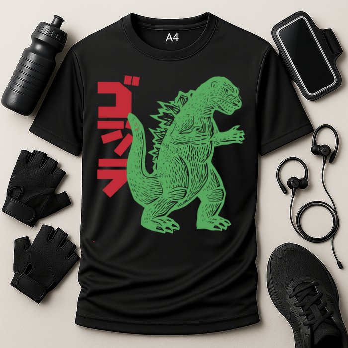 Retro Japanese Monster Movie Inspired Cooling Performance Crew T-Shirt