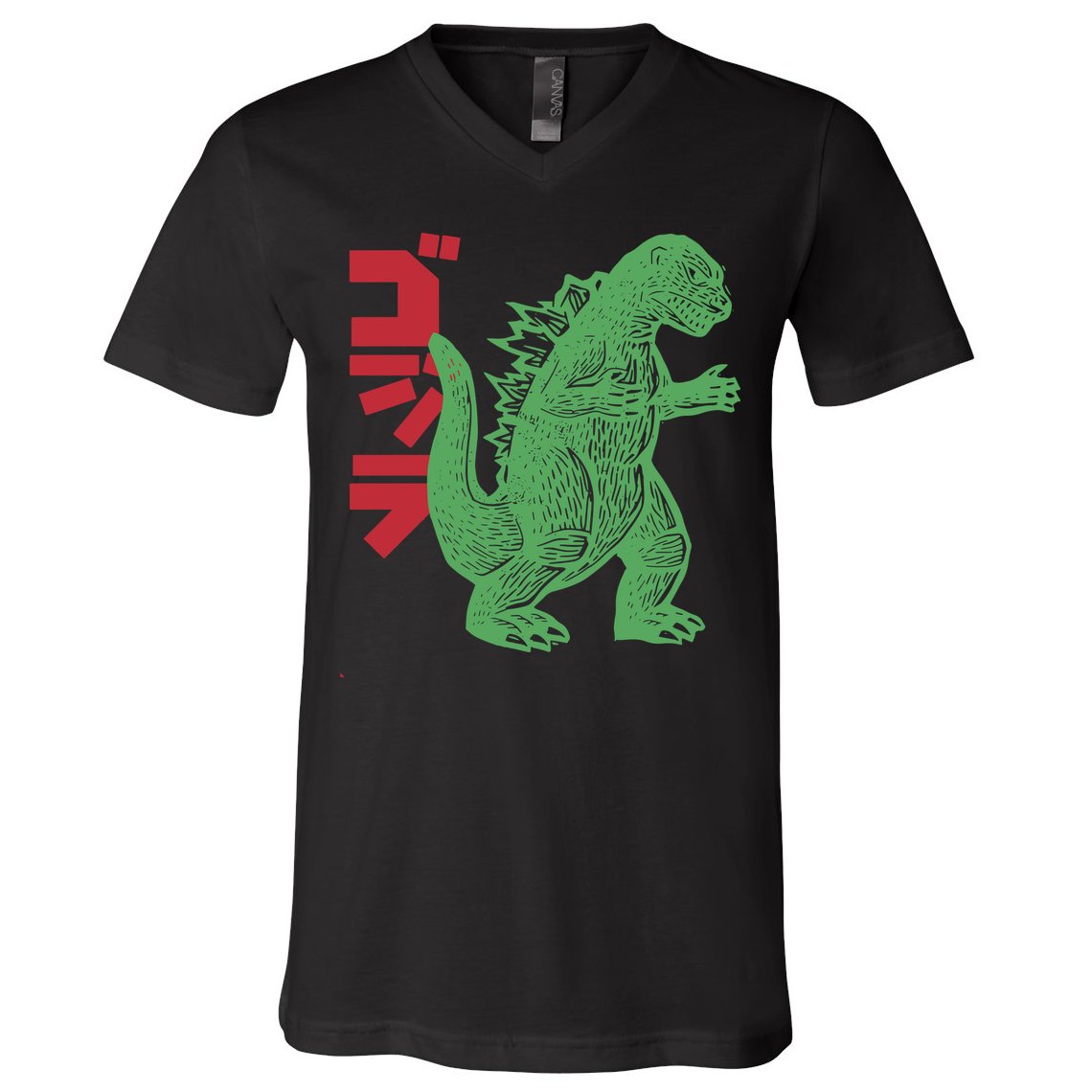 Retro Japanese Monster Movie Inspired V-Neck T-Shirt