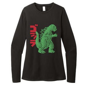 Retro Japanese Monster Movie Inspired Womens CVC Long Sleeve Shirt