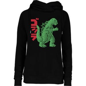 Retro Japanese Monster Movie Inspired Womens Funnel Neck Pullover Hood