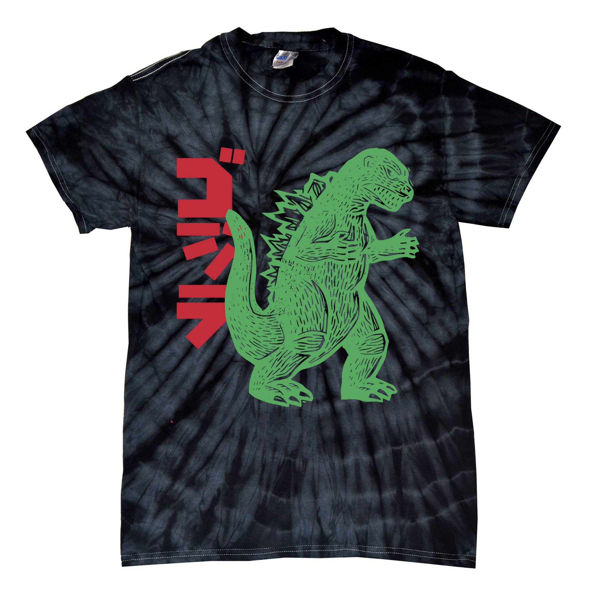 Retro Japanese Monster Movie Inspired Tie-Dye T-Shirt