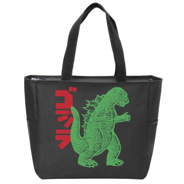 Retro Japanese Monster Movie Inspired Zip Tote Bag
