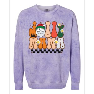 Retro Jolly Mama Christmas Colorblast Crewneck Sweatshirt