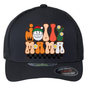 Retro Jolly Mama Christmas Flexfit Unipanel Trucker Cap