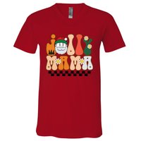 Retro Jolly Mama Christmas V-Neck T-Shirt