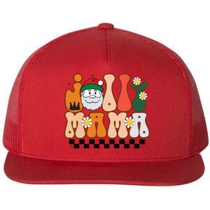 Retro Jolly Mama Christmas Flat Bill Trucker Hat