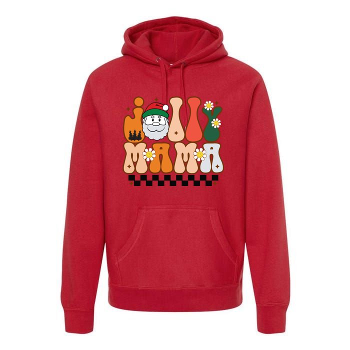 Retro Jolly Mama Christmas Premium Hoodie