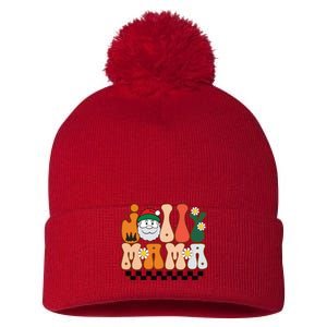 Retro Jolly Mama Christmas Pom Pom 12in Knit Beanie