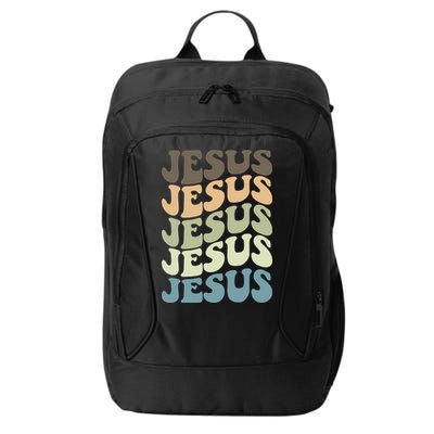 Retro Jesus Name Christian Faith City Backpack