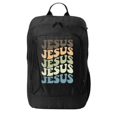 Retro Jesus Name Christian Faith City Backpack