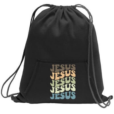 Retro Jesus Name Christian Faith Sweatshirt Cinch Pack Bag