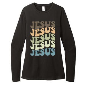 Retro Jesus Name Christian Faith Womens CVC Long Sleeve Shirt