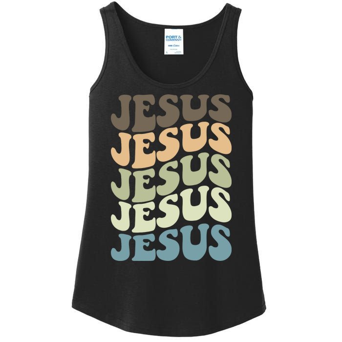 Retro Jesus Name Christian Faith Ladies Essential Tank