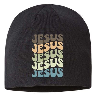 Retro Jesus Name Christian Faith Sustainable Beanie