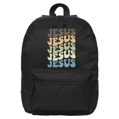 Retro Jesus Name Christian Faith 16 in Basic Backpack