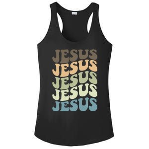 Retro Jesus Name Christian Faith Ladies PosiCharge Competitor Racerback Tank