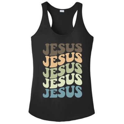 Retro Jesus Name Christian Faith Ladies PosiCharge Competitor Racerback Tank