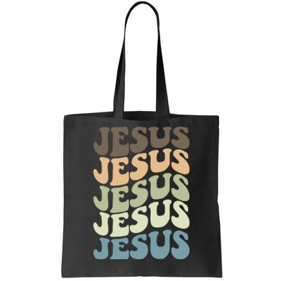 Retro Jesus Name Christian Faith Tote Bag