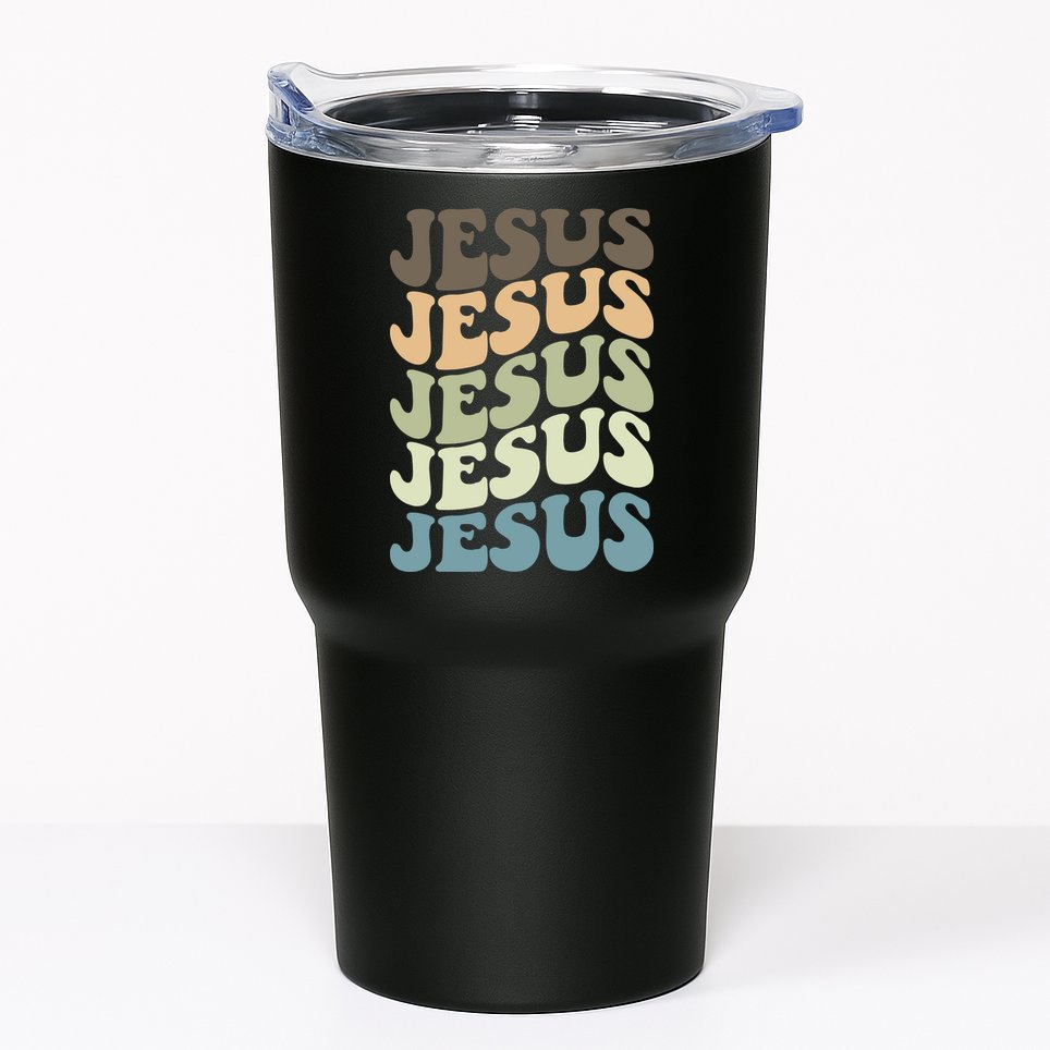 Retro Jesus Name Christian Faith Tumbler