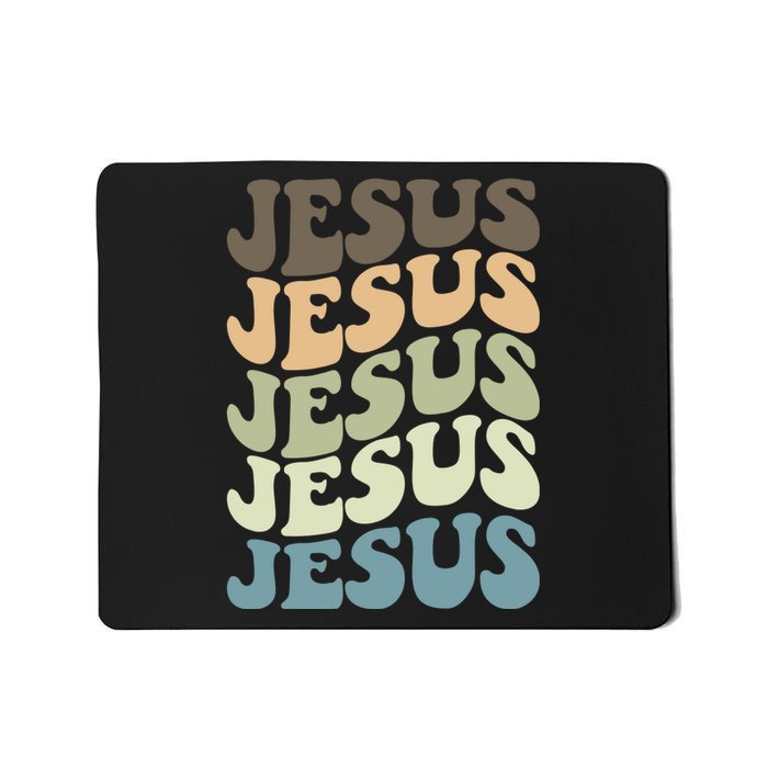 Retro Jesus Name Christian Faith Mousepad