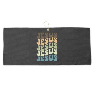 Retro Jesus Name Christian Faith Large Microfiber Waffle Golf Towel