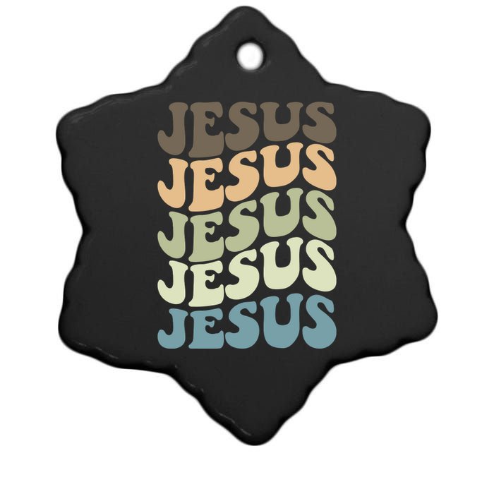 Retro Jesus Name Christian Faith Ceramic Star Ornament