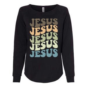 Retro Jesus Name Christian Faith Womens California Wash Sweatshirt