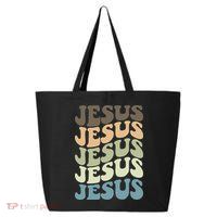 Retro Jesus Name Christian Faith 25L Jumbo Tote
