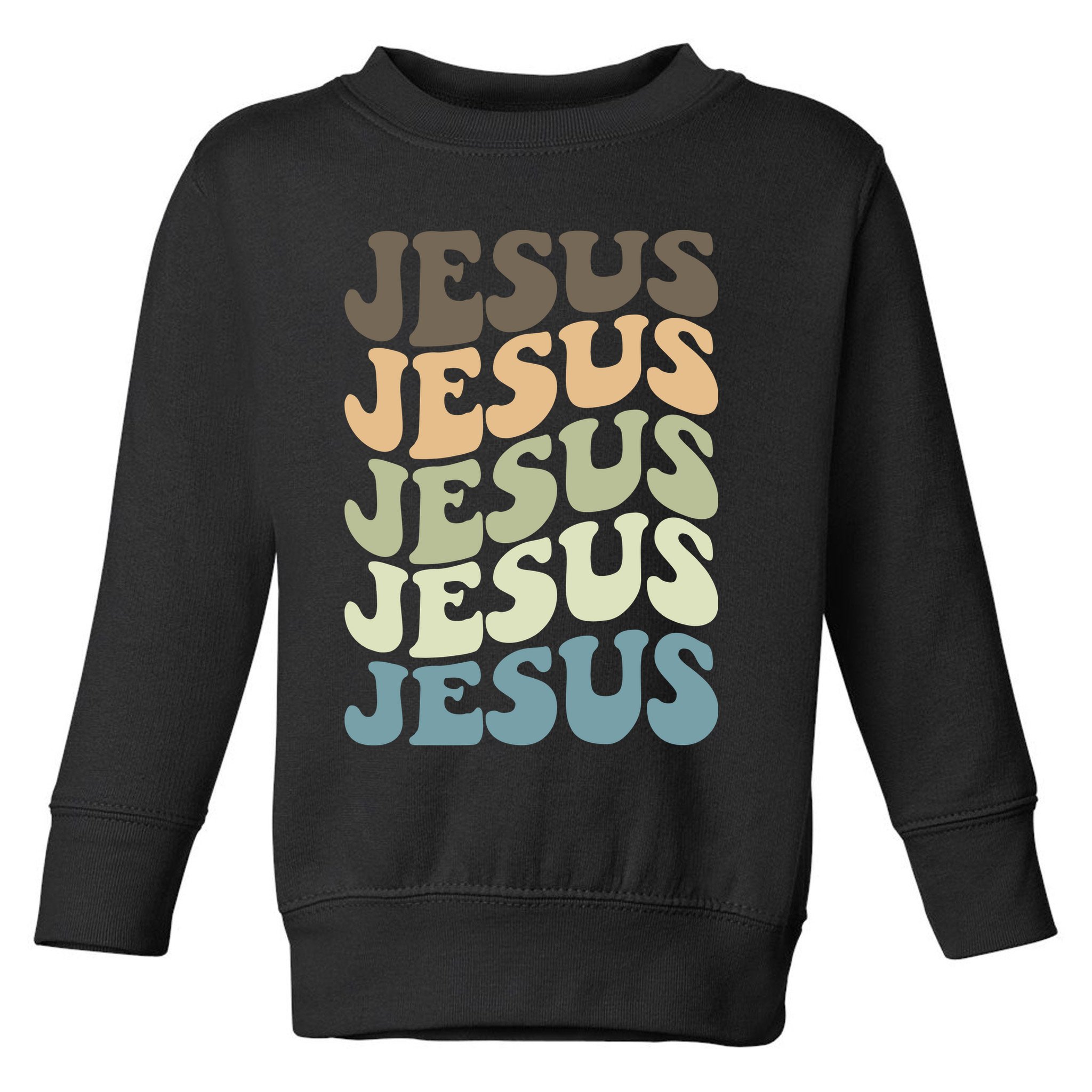 Retro Jesus Name Christian Faith Toddler Sweatshirt