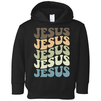 Retro Jesus Name Christian Faith Toddler Hoodie
