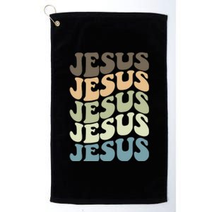 Retro Jesus Name Christian Faith Platinum Collection Golf Towel