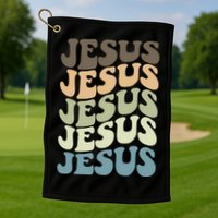 Retro Jesus Name Christian Faith Golf Towel