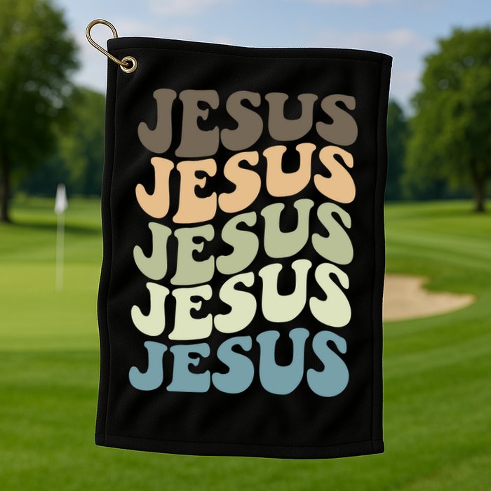 Retro Jesus Name Christian Faith Golf Towel