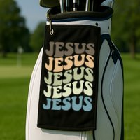 Retro Jesus Name Christian Faith Golf Towel